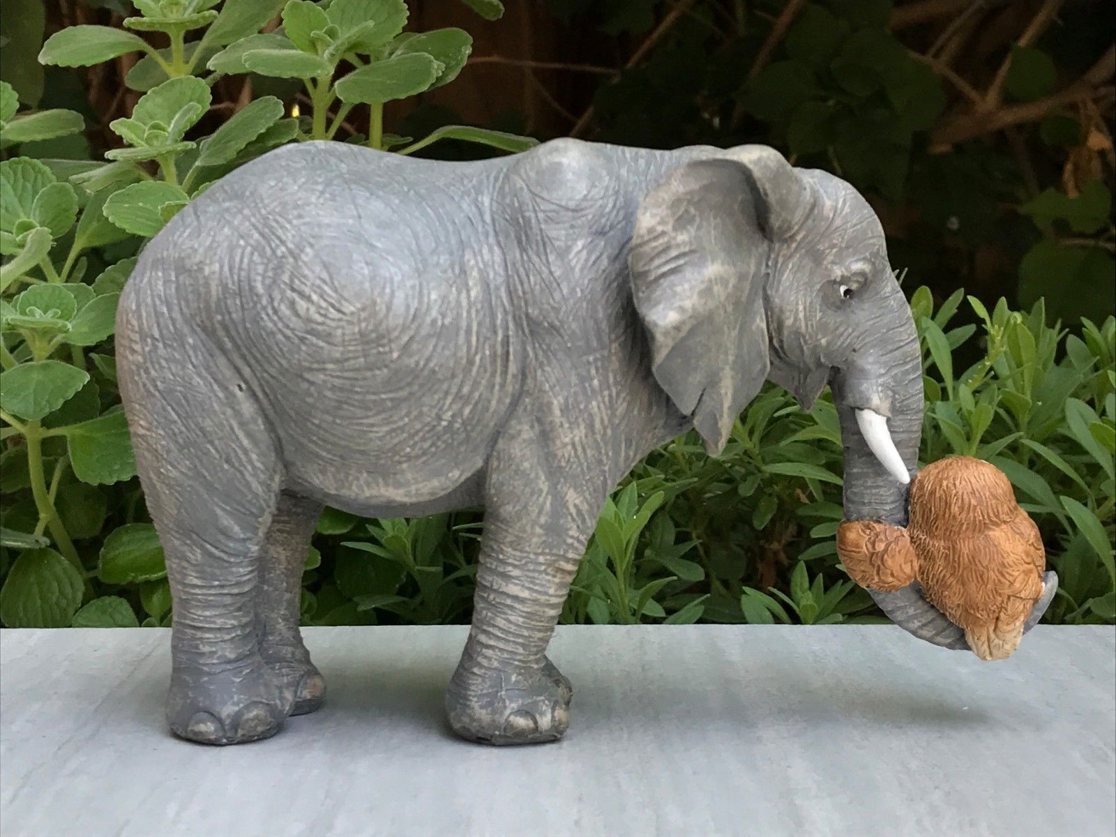 Elephant Hugging Owl Figurine