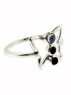 Butterfly Moonstone &amp; Garnet Sterling Silver Ring