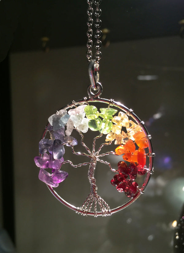 Buy PANAKUMUS Tree of life Pendant and 7 chakra Pencil Pendant with chain  Handcrafted made with Natural seven Chakra Gemstone Each Stone has his own  Healing Specialty for Women and Men at